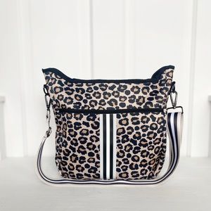 Leopard print neoprene purse